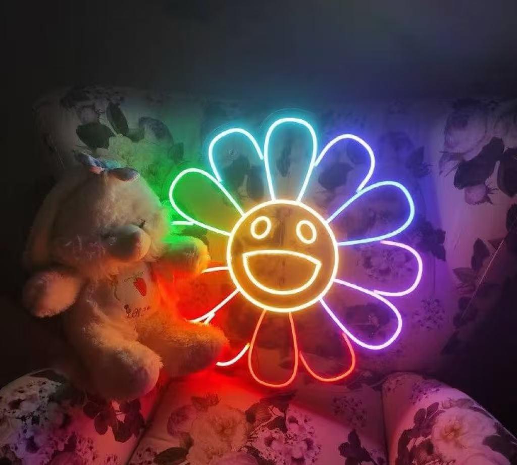 Smiley Sunflower Art Neon Sign